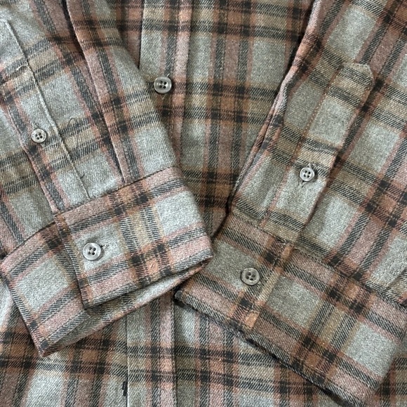 Men's XXL Plaid Flannel Shirt Gray Brown Grunge Workwear Lumberjack Cabincore - Picture 7 of 11